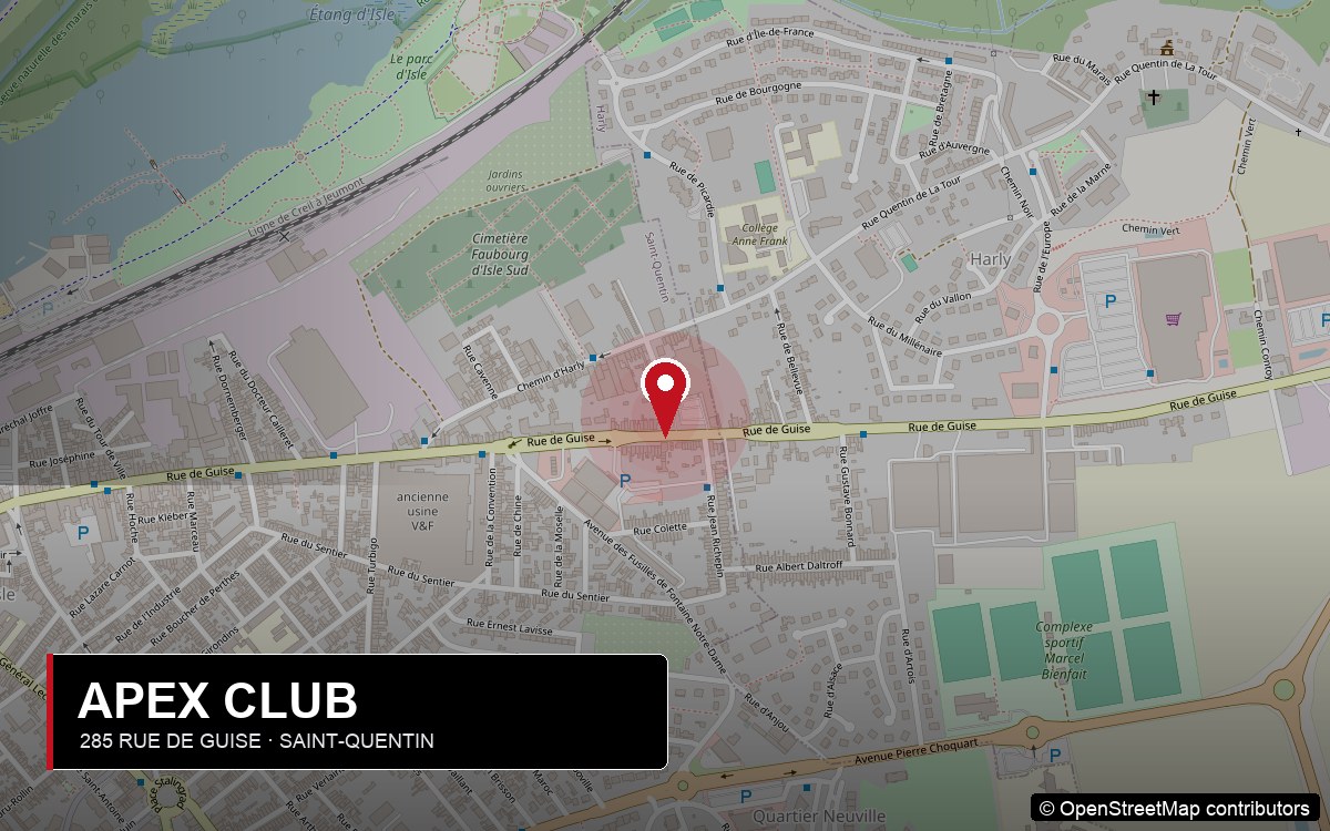Plan d'accès APEX CLUB — 285 rue de Guise, Saint-Quentin